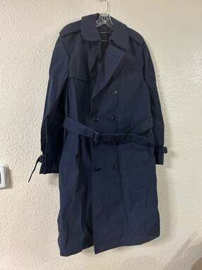 Vintage Defense Logistics Agency All-Weather Men's Trench Coat Navy, Size 42L